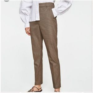 ZARA neutral browns plaid trousers size 4 NEW
